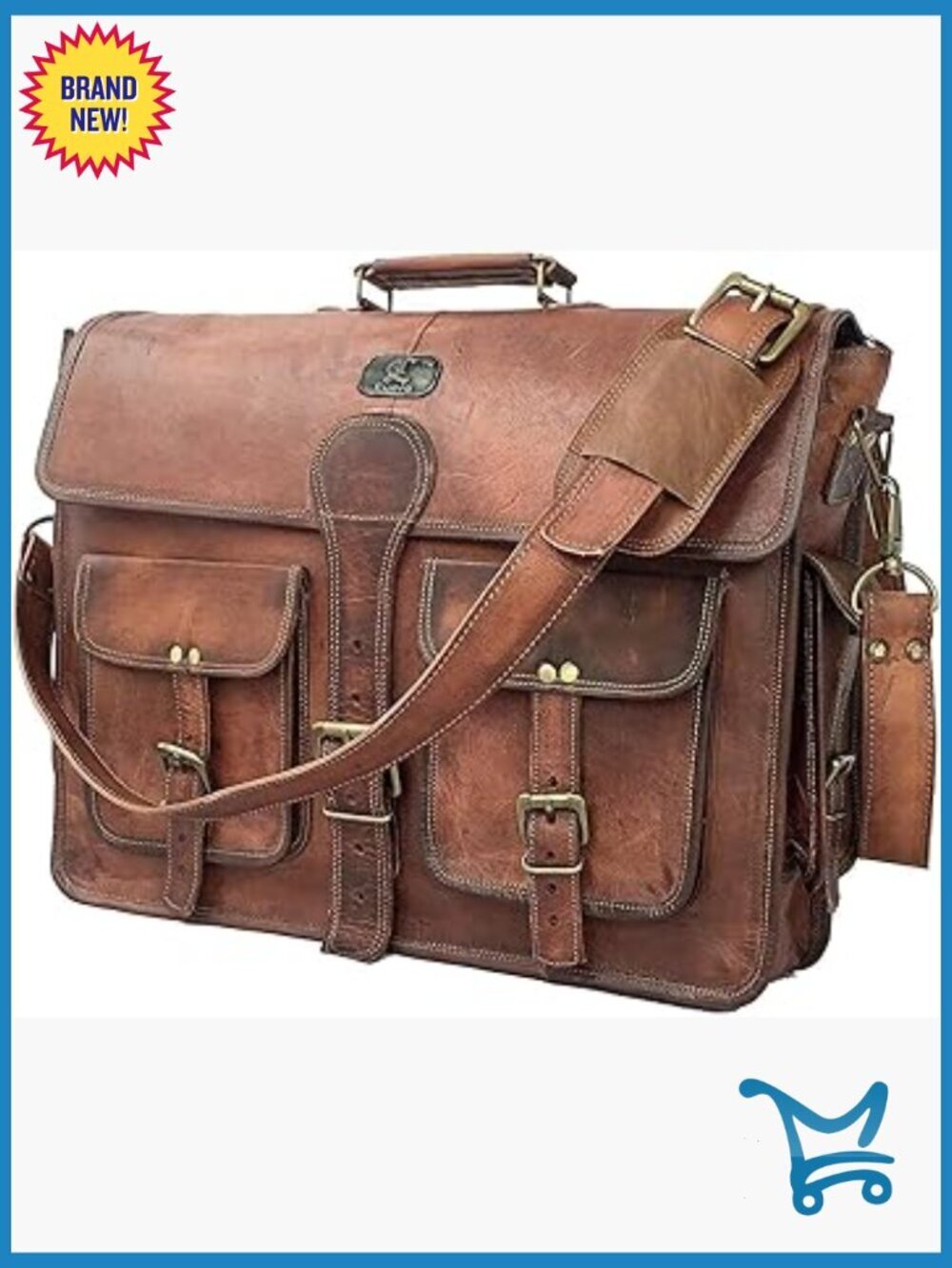 Leather Messenger Bag 18 Inch Laptop Briefcase Crossbody Shoulder Satchel